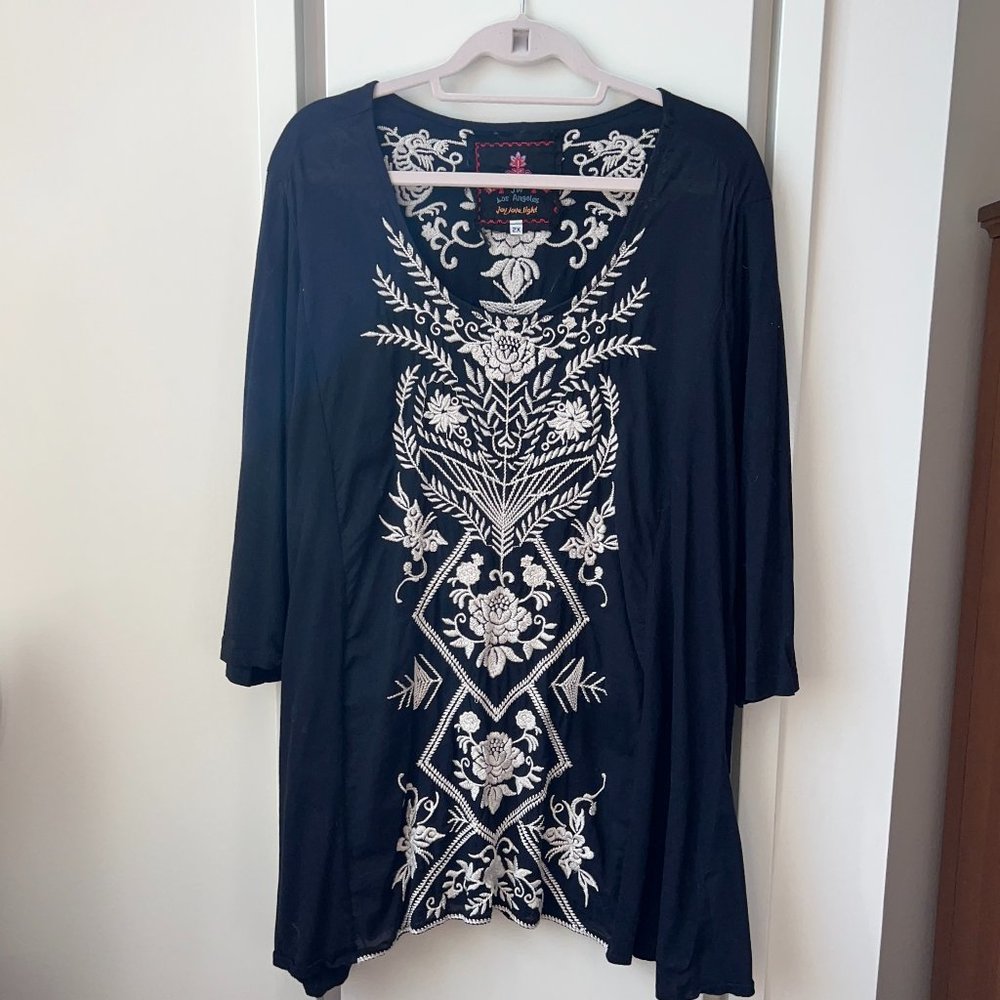 Johnny Was Embroidered Tunic * Deep Navy * Size 2X